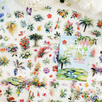 Sticker sheet of watercolor flowers and greenery