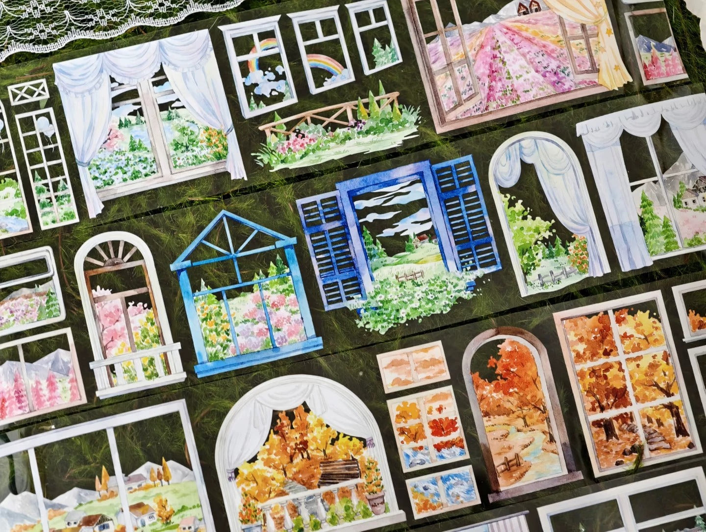 Four Seasons Window scenic decorative tape detail view
