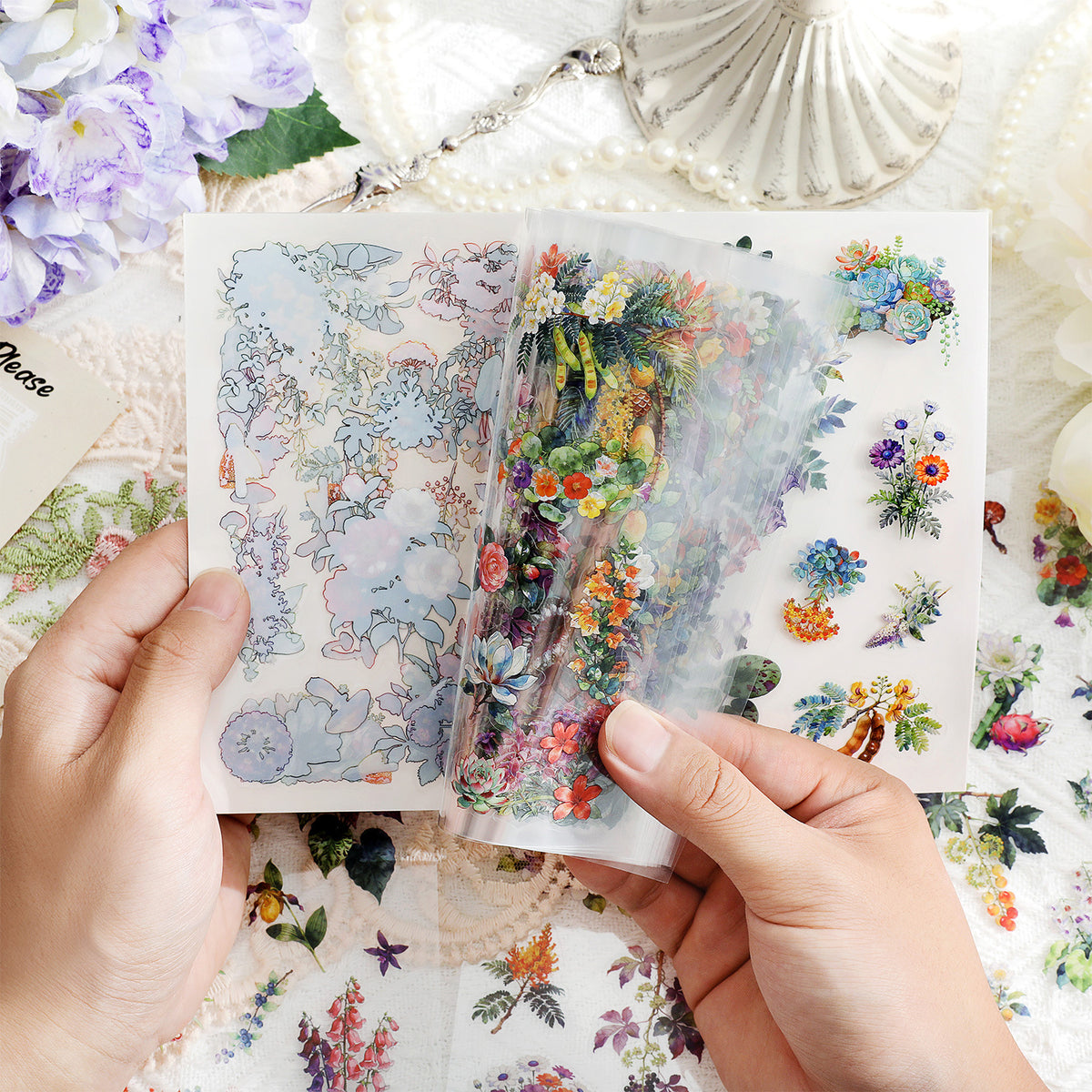 Sticker sheet of rainforest plants and flowers