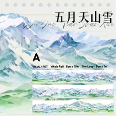 Explore scenic beauty with the No.7 Landscaping Tape Series, showcasing snowy mountains, lush meadows, and vibrant floral designs.