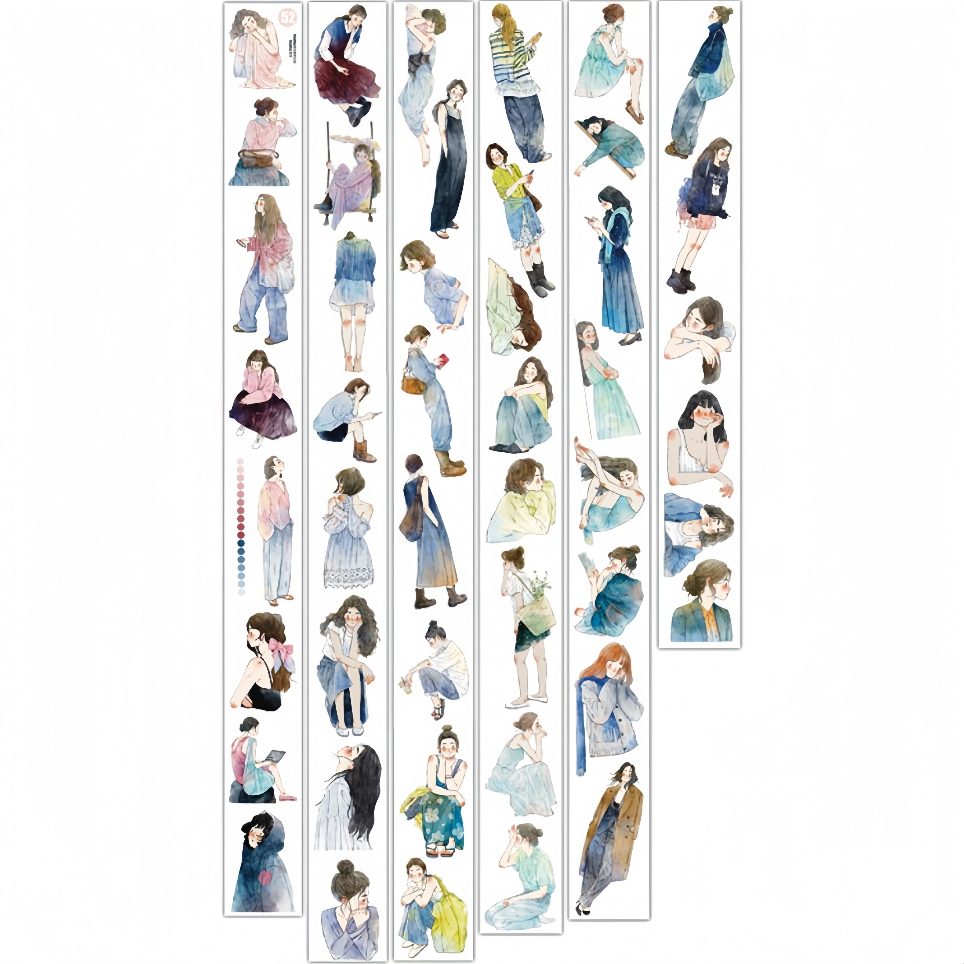 Quiet Moments PET Tape with calm illustrated girls