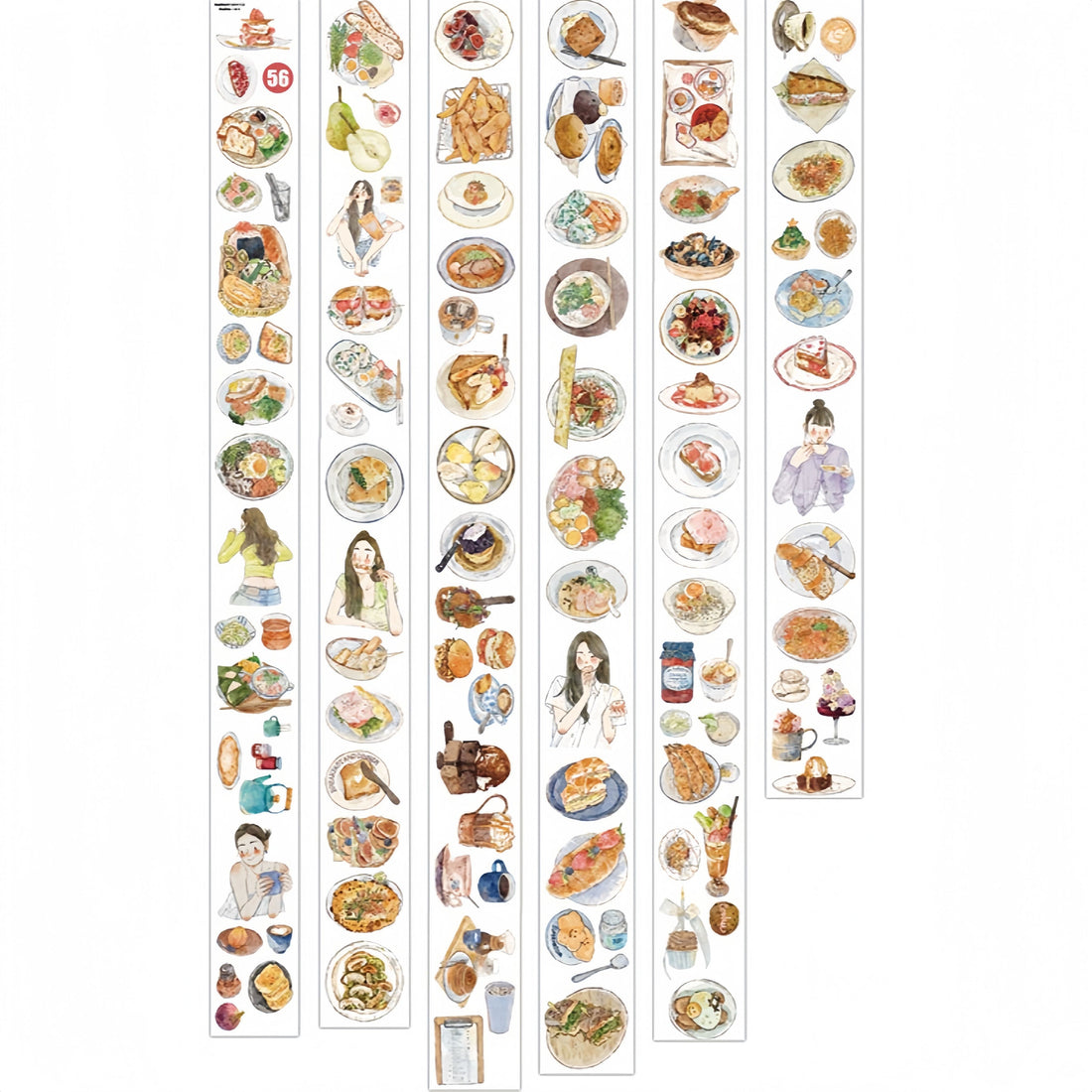 Food Moments PET Tape with illustrated food and everyday dining scenes