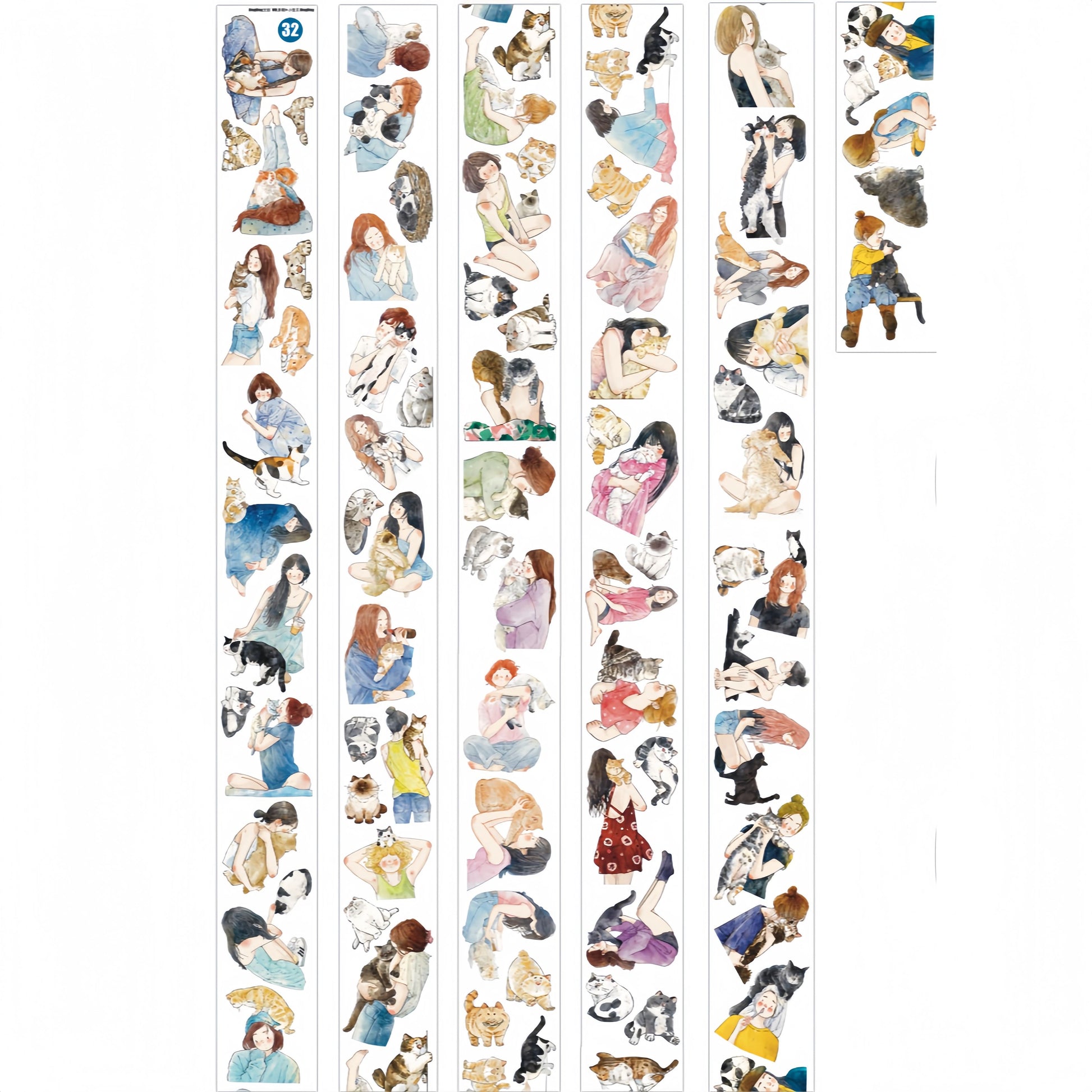 Girls and Cats PET Tape with illustrated girls and pet cats