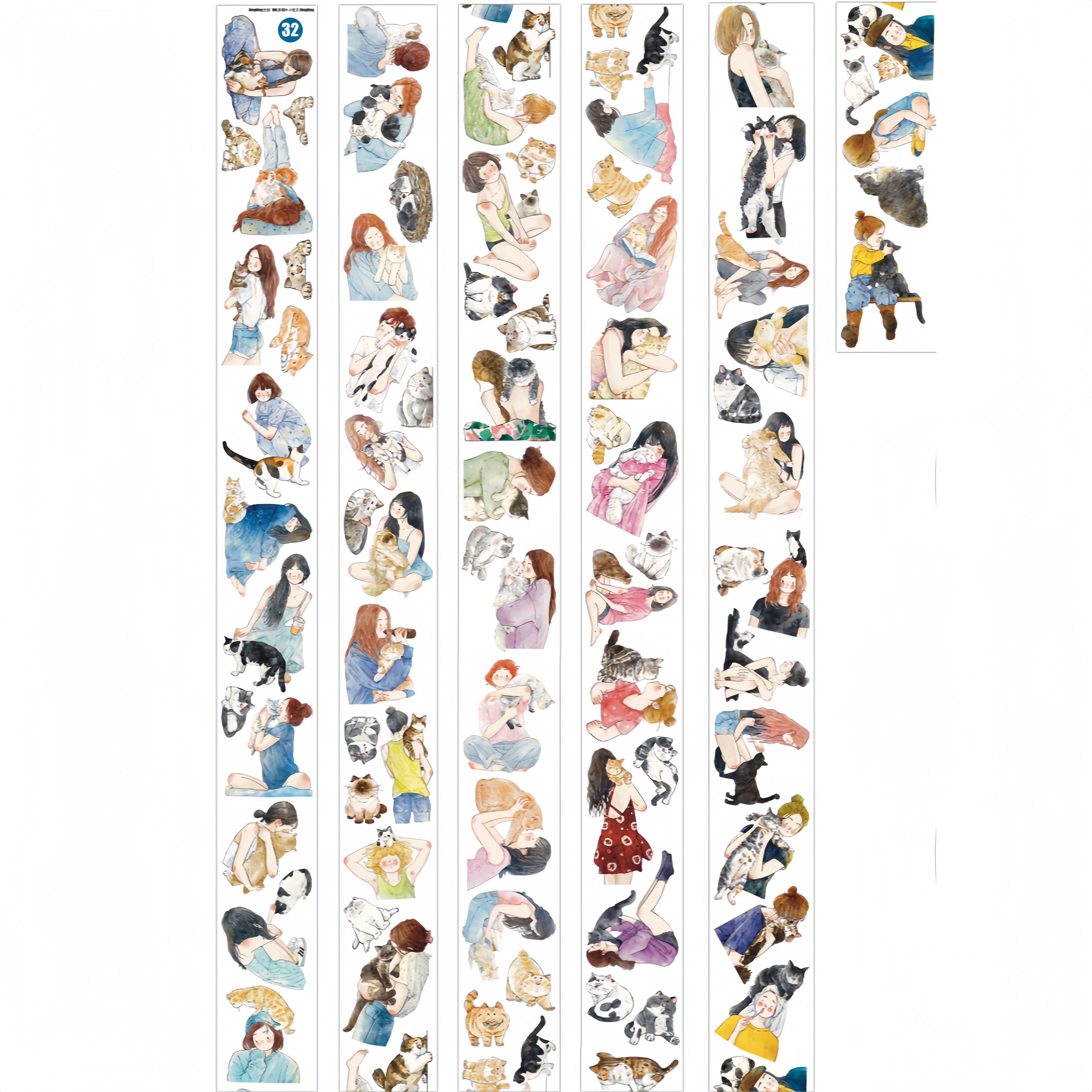 Girls and Cats PET Tape with illustrated girls and pet cats