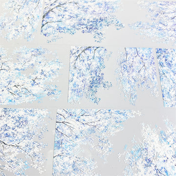 Cool blue winter tree branches on PET tape