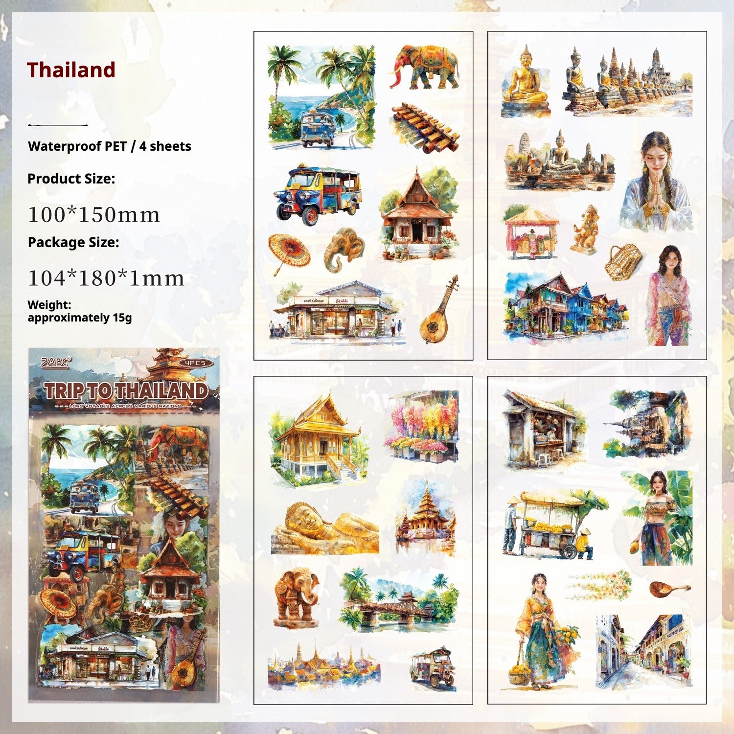 Trip to the World – Illustrated City Die-Cut Sticker Pack by Country