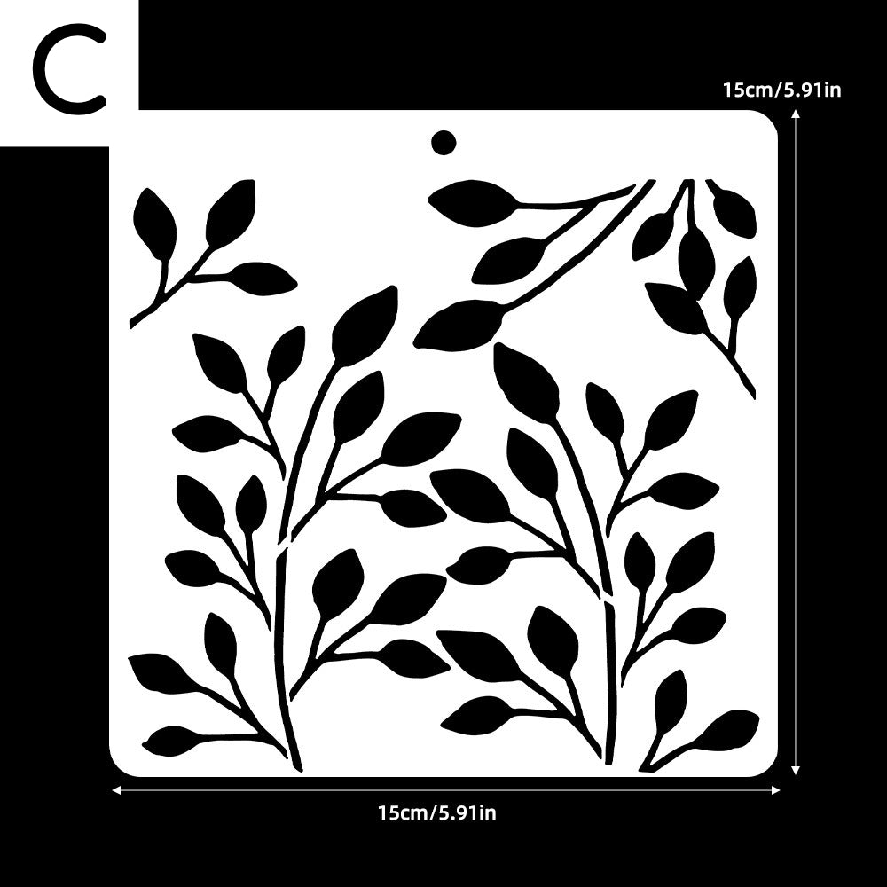 Monstera PET stencil template with leaf cutout pattern