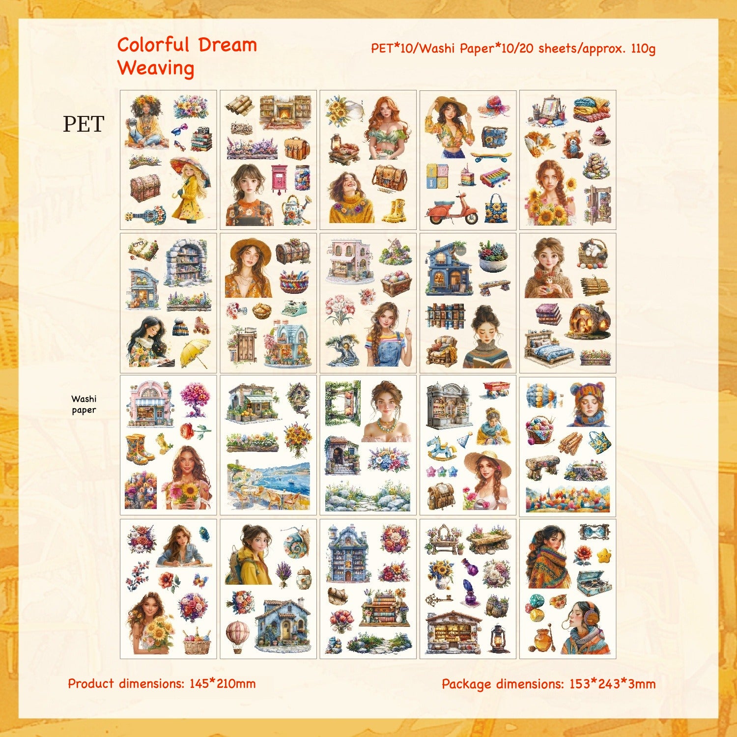 Vintage magazine style sticker book – elegant female character illustrations in editorial aesthetic