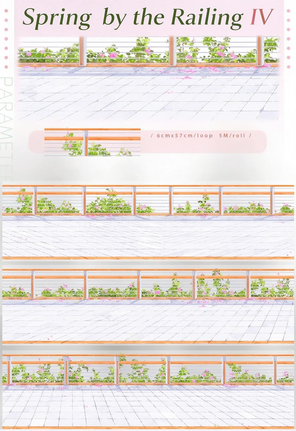 PET tape featuring a floral fence border, "Spring Flowers by the Fence"