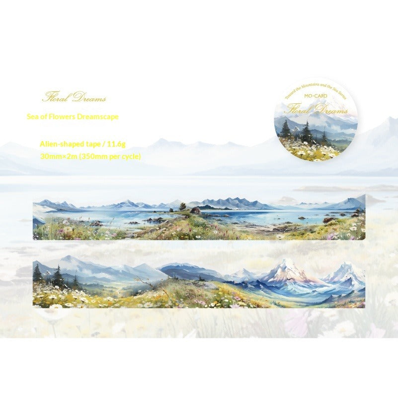 Mountain Landscape Washi Tape - Scenic Forest Hills | PET Journal Scene Building Decoration Roll