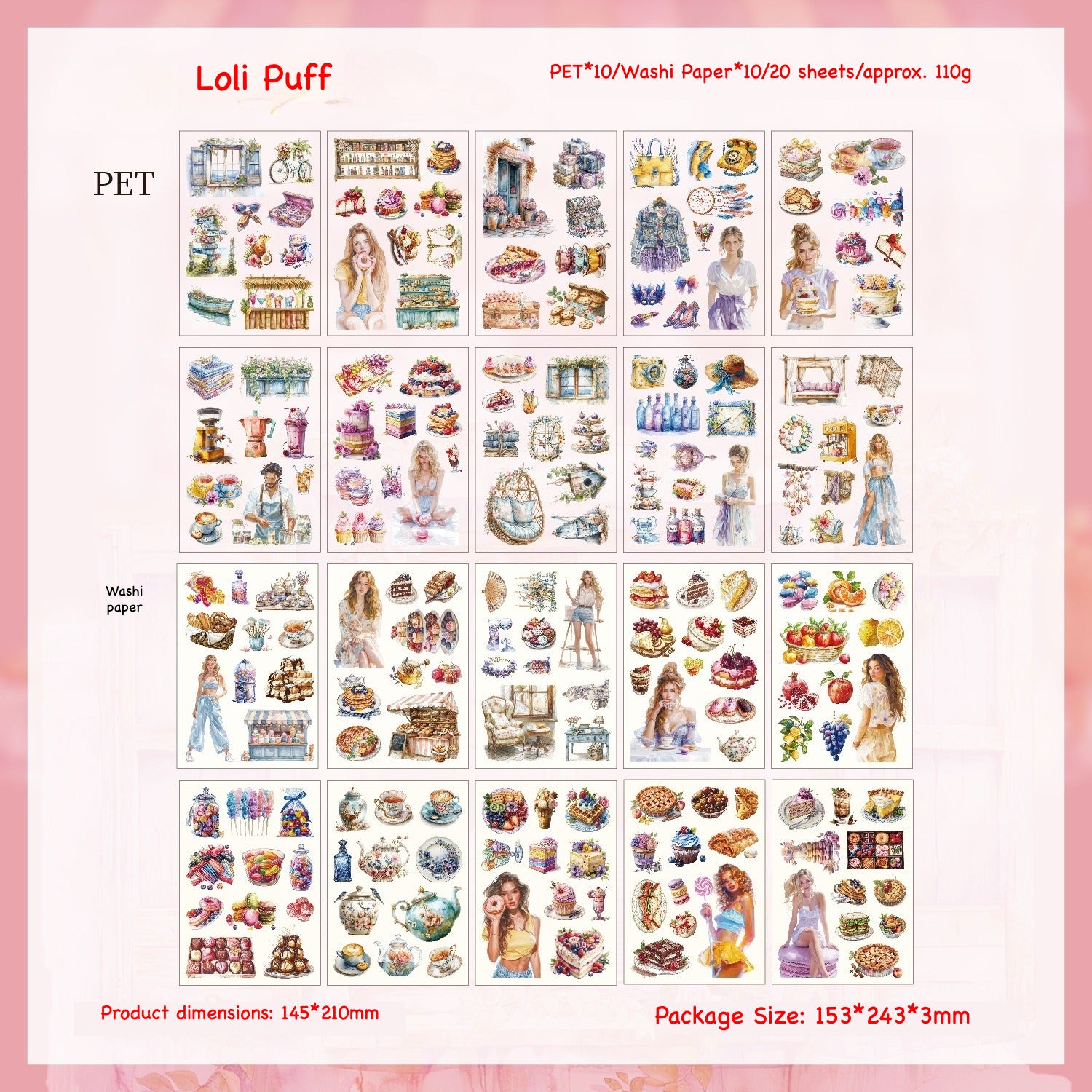 Vintage Magazine Style Sticker Book – Elegant Female Character Illustrations