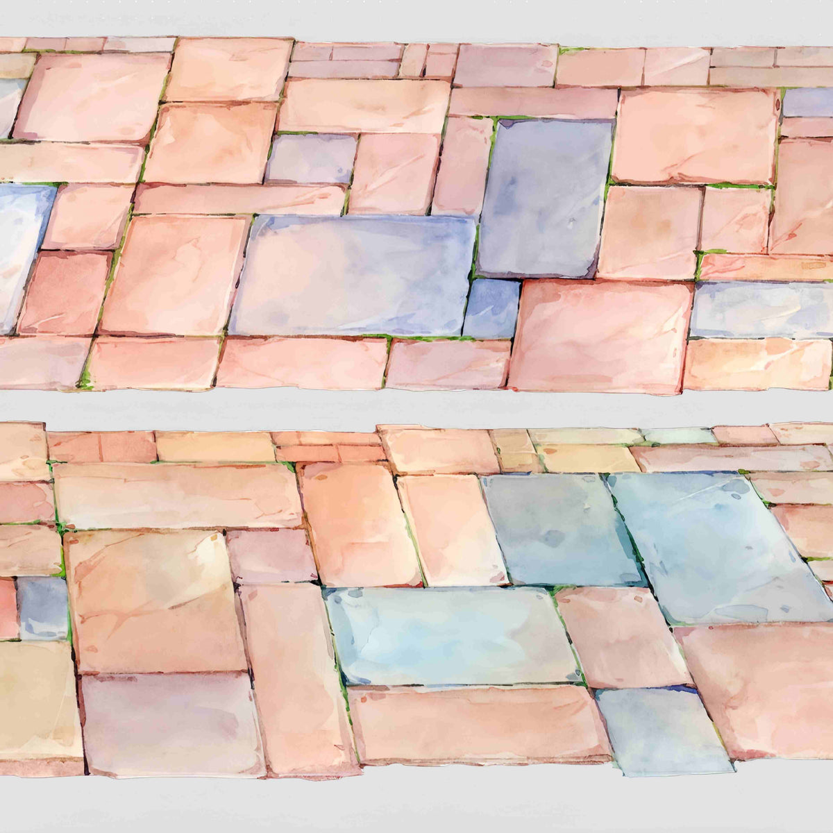 Ground Scenery PET Tape – stone and grass pavement design, one of nine styles in the Ground Scenery collection