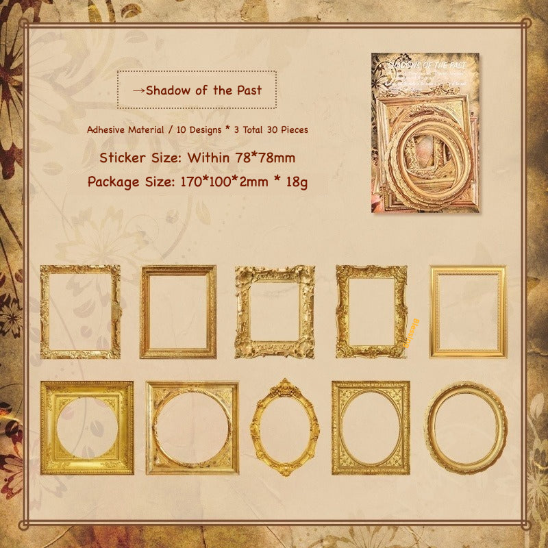 Vintage gold picture frame sticker pack – ornate antique gold frames for memory keeping and journaling