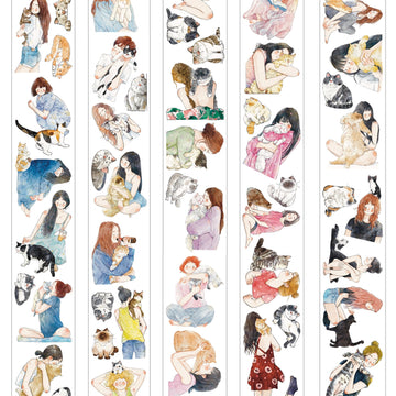 Girls and Cats Die-Cut PET Tape
