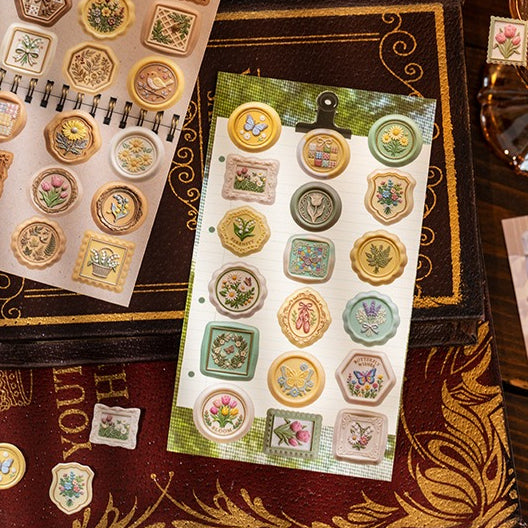 Museum Gallery vintage sticker book with wax seals, labels, portraits, frames, and antique accents - image 10