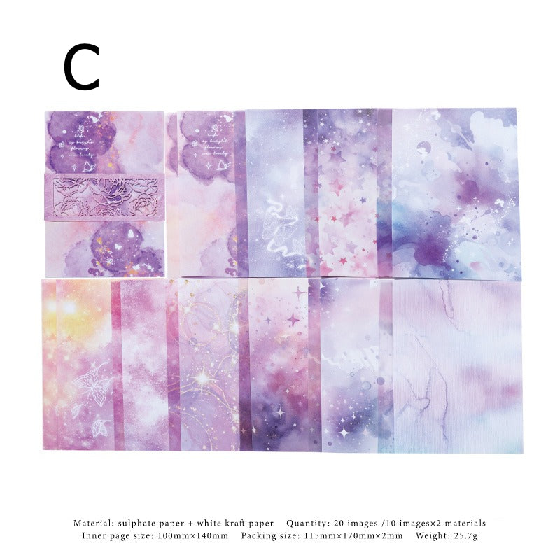 Watercolor wash scrapbooking paper with die-cut lace floral border detail