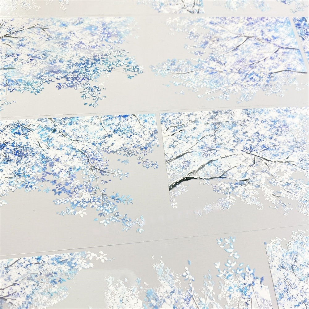 Cool blue winter tree branches on PET tape