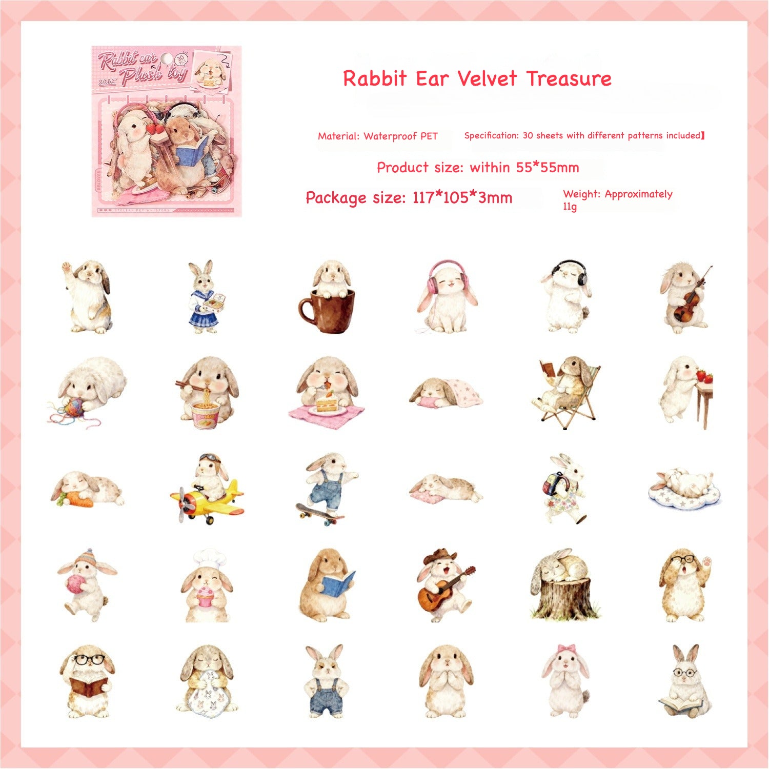 Cute animal sticker pack – kawaii illustrations of ragdoll cat, panda, penguin, bunny and bear