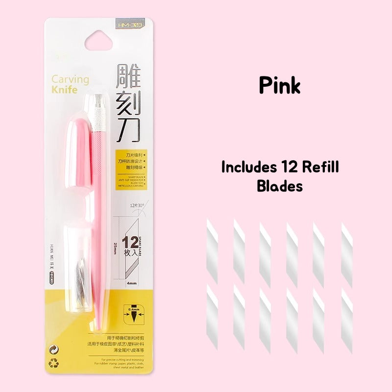 Colorful Exacto Craft Knife, Hobby Knife ColorWhirl Craft Knife | Precision Pen Cutter for Paper, Tape & Wood Carving – Includes 12 Blades