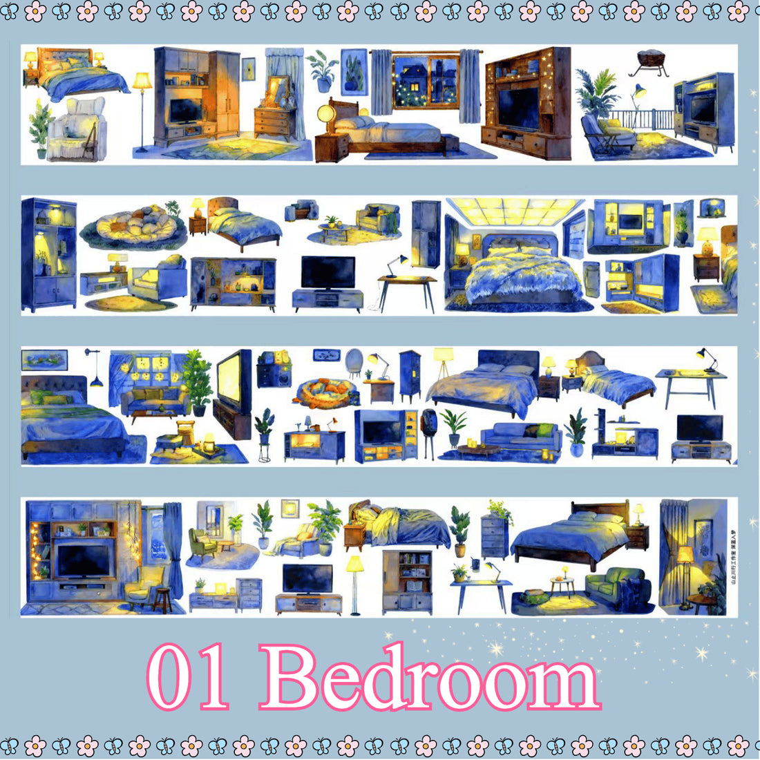 Midnight bedroom PET tape design