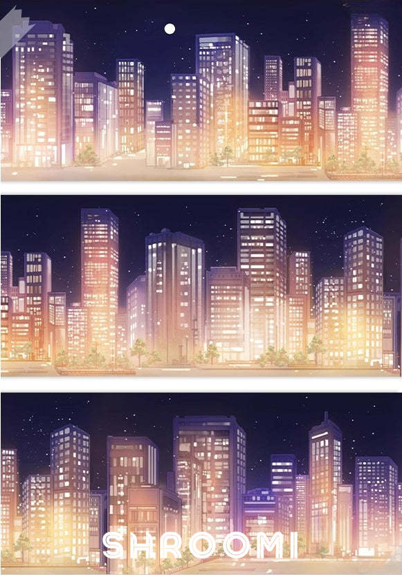 Modern City – Night Tape Modern City PET Tape (Night) – Urban Skyline at Night