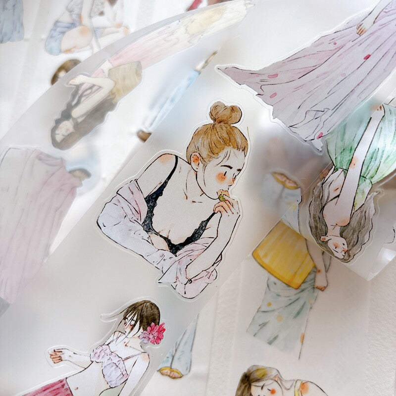 Roll of die-cut summer girls PET tape