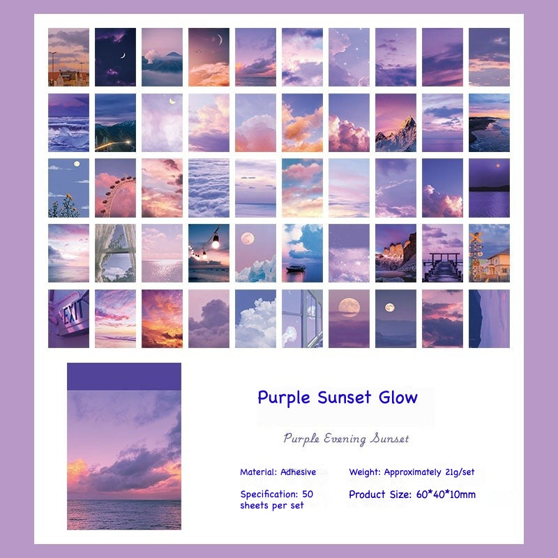 Sky & Night Photography Sticker Booklet – Starry Night, Sunset & Cloud Scenes