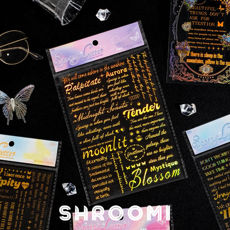 Spring Letters Foil PET Sticker Collection