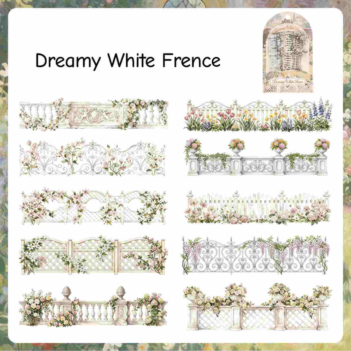 Full set of flower fence border sticker designs