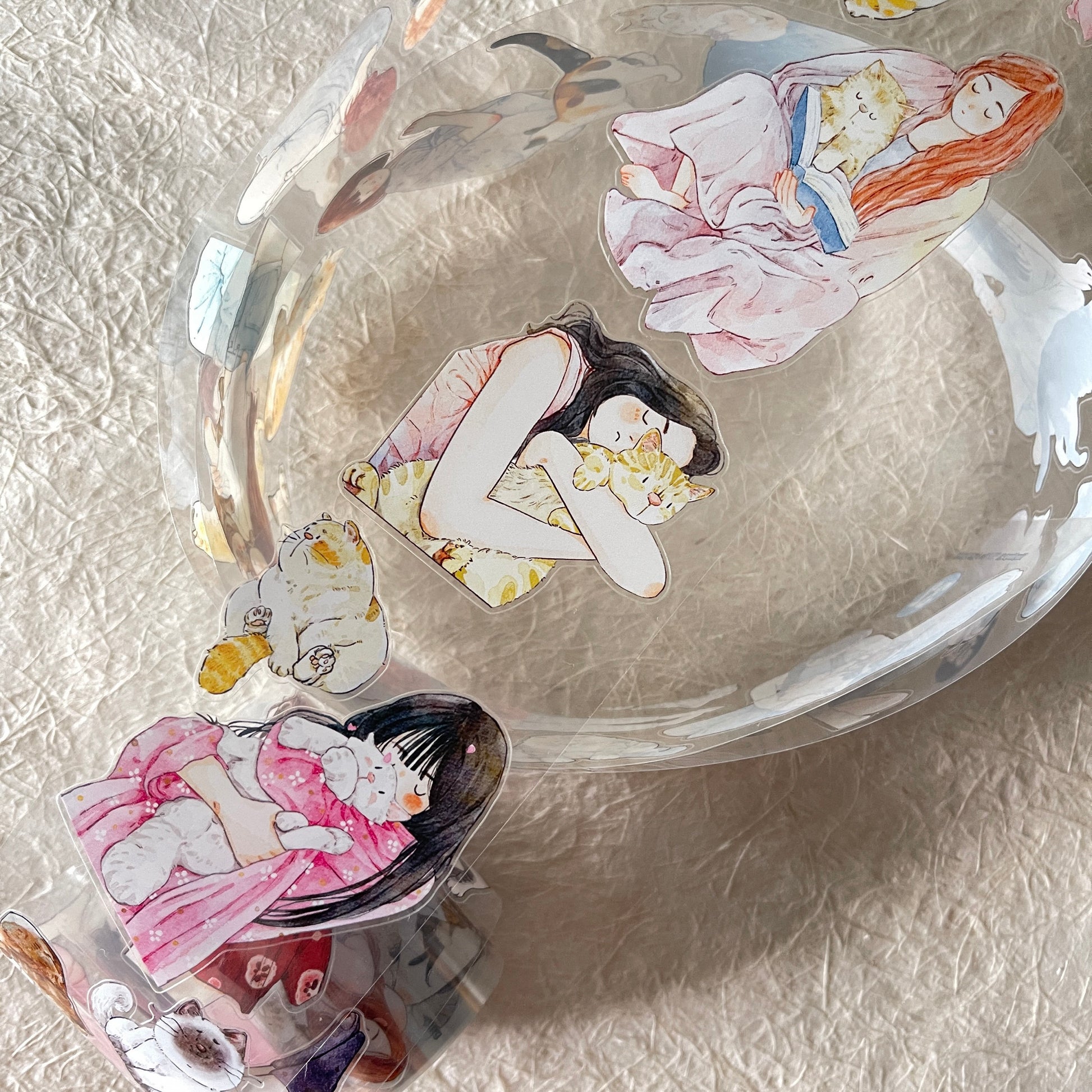 Girls and Cats PET Tape with illustrated girls and pet cats