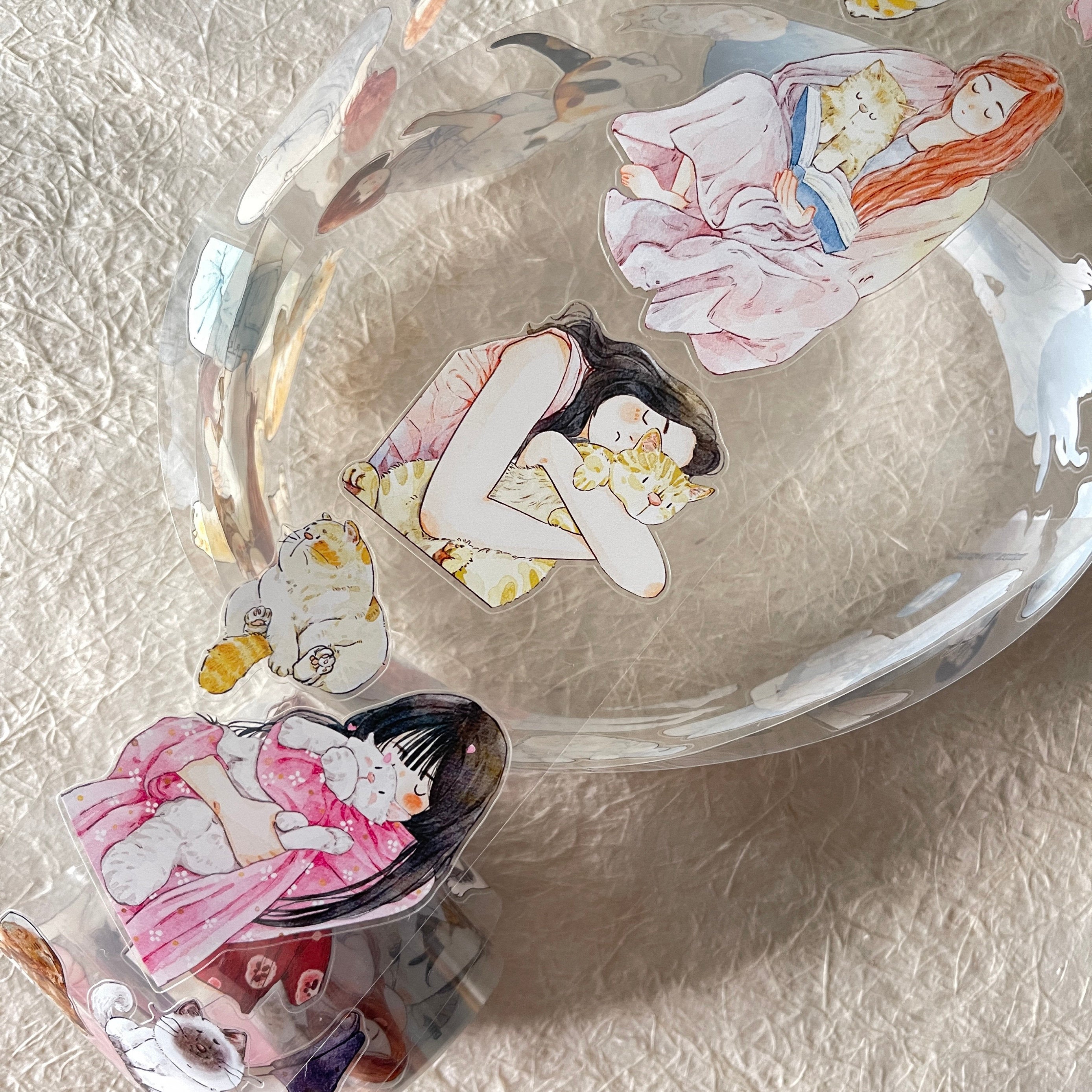 Girls and Cats PET Tape with illustrated girls and pet cats