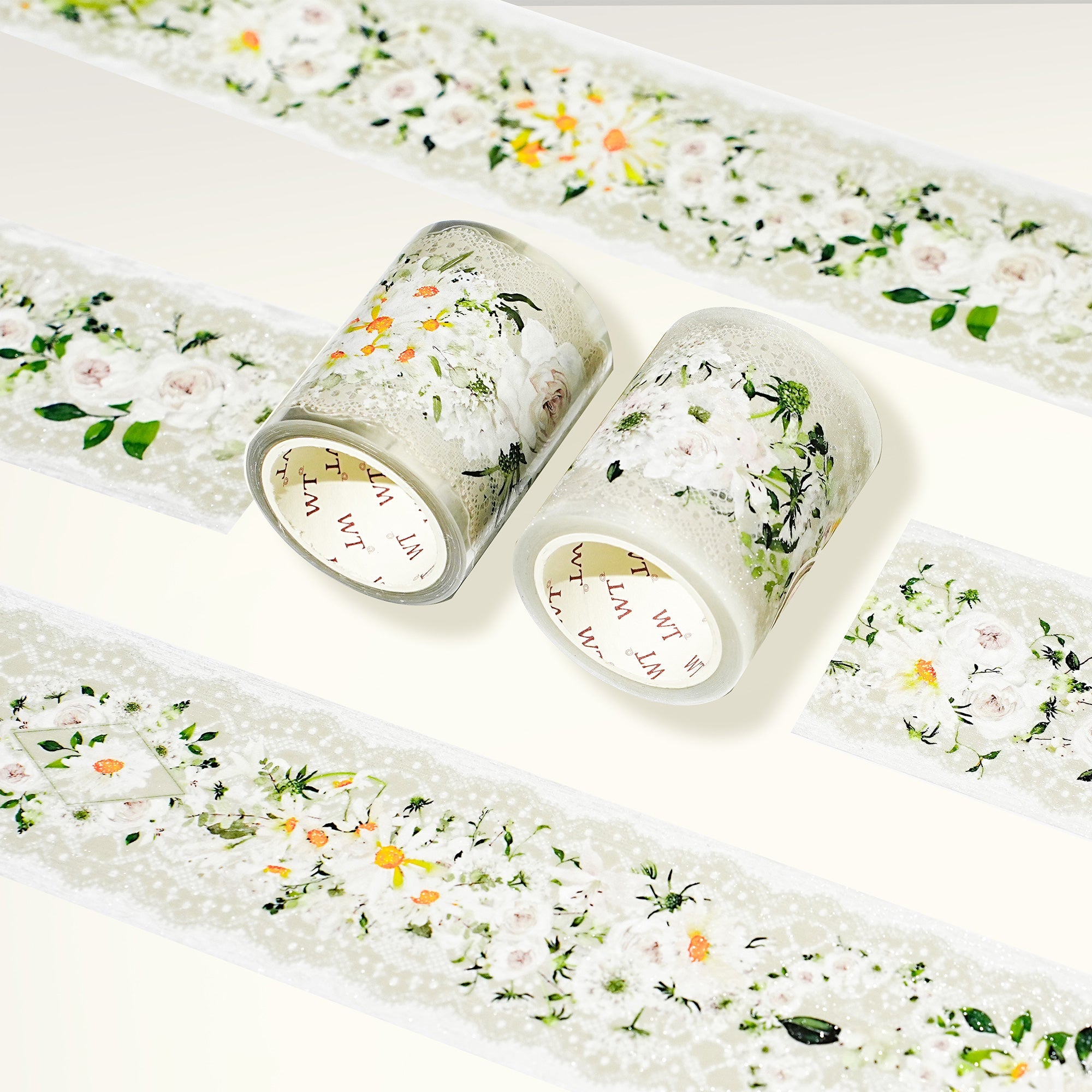 Pre-cut Petals en Blanc Wide PET Tape
