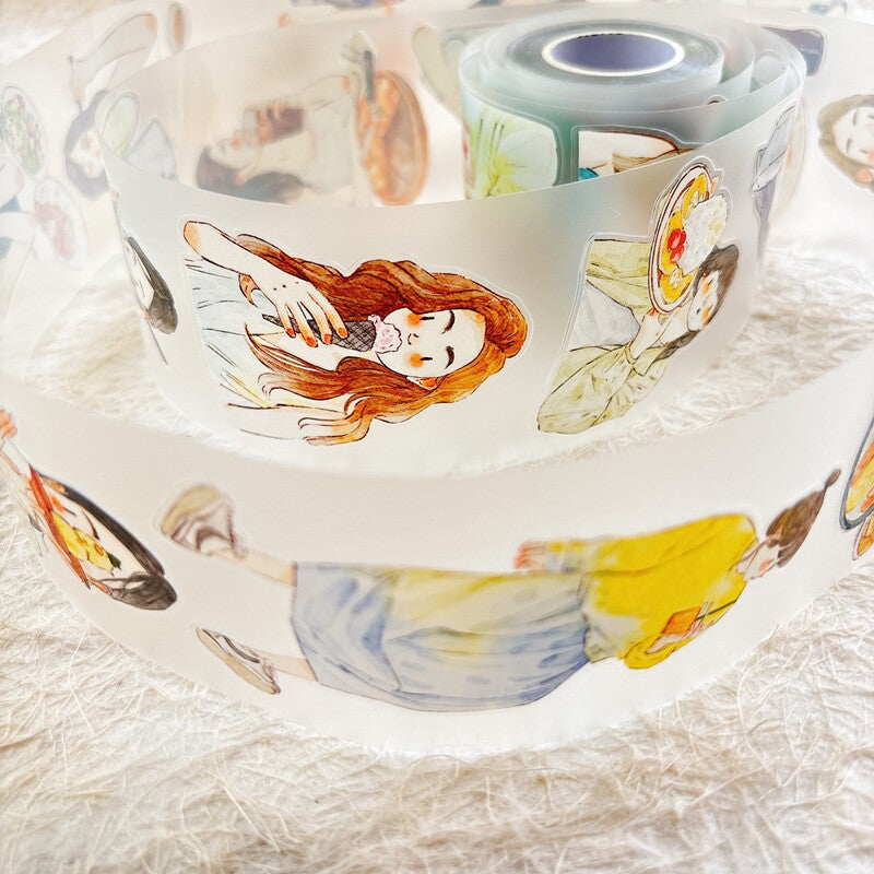 Foodie Girls PET Tape with illustrated girls enjoying food and drinks