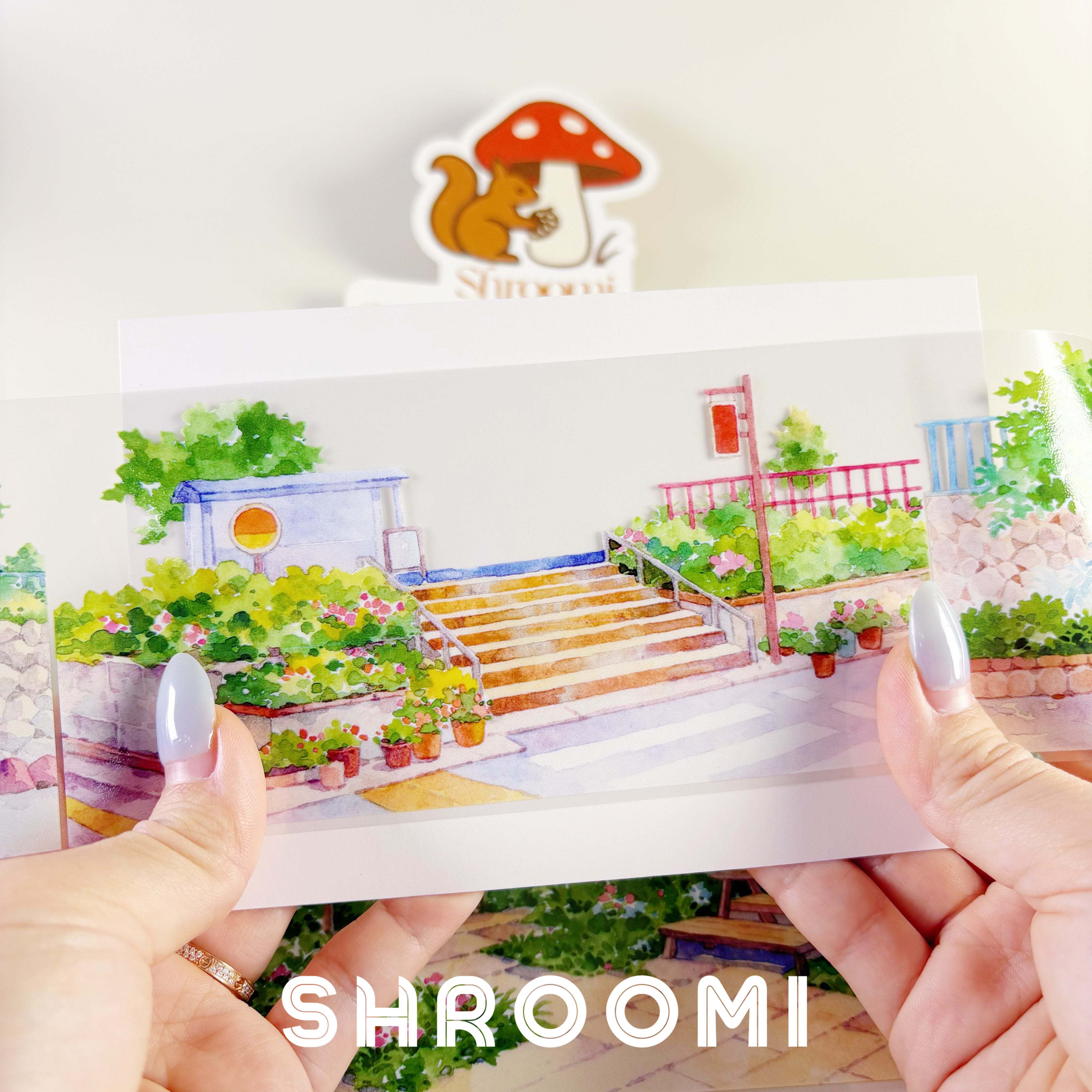 Sunny Path PET Tape Sunny Path PET Tape – Hand-Drawn Watercolor Street Scene for Journaling & Crafts