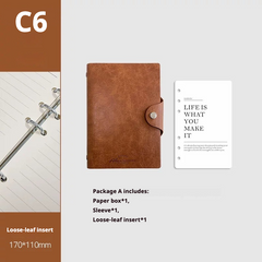 Vintage Soft Leather Loose-Leaf Notebook - C6/A5 Refillable Journal Planner