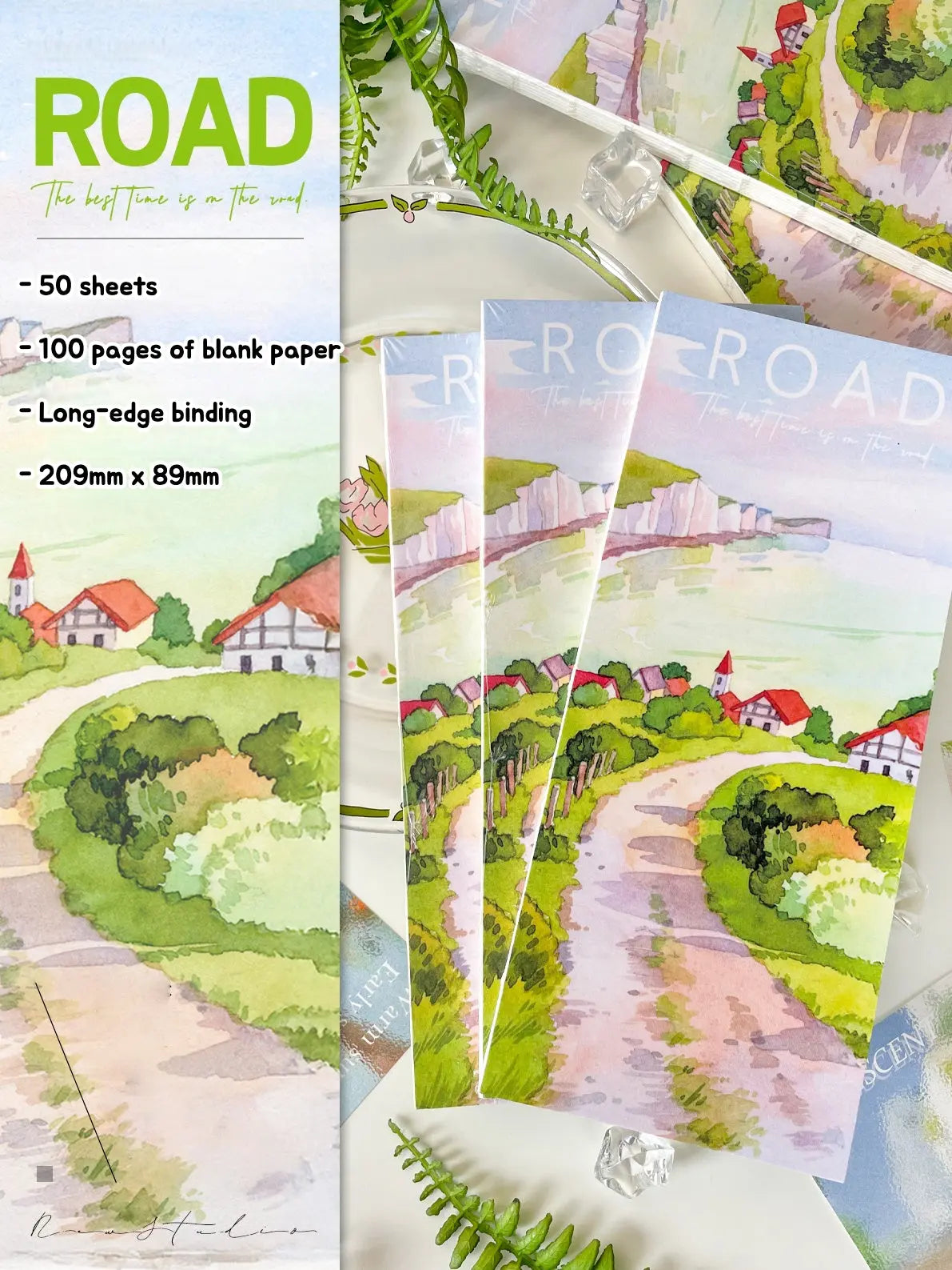 Scenery Crafting Strip Journal/Notebook Scenery Crafting Strip Journal | Long Notebook for Washi Tape