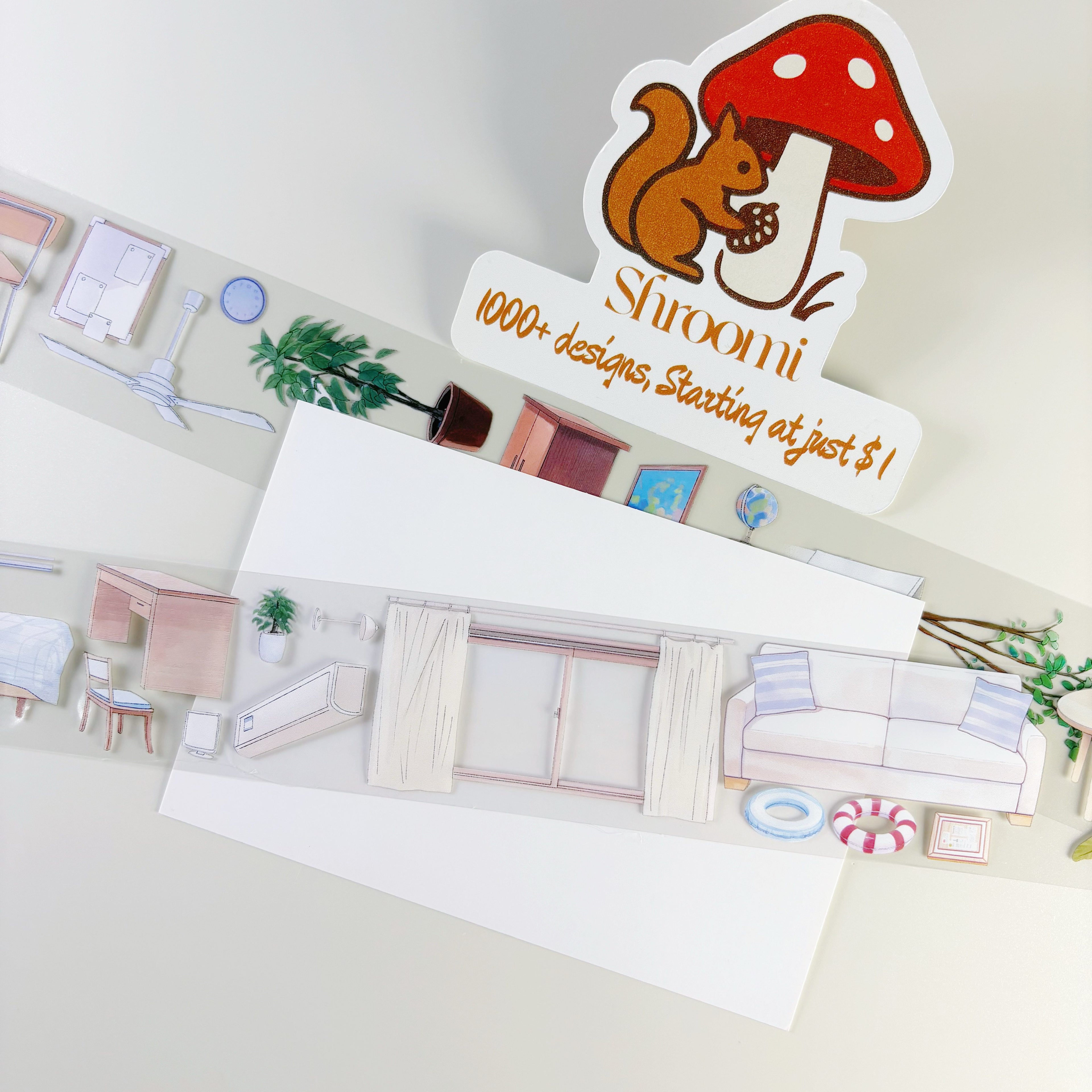 Modern Furniture 3 PET Tape Modern Furniture 3 PET Tape – Cozy Green Interior Tape