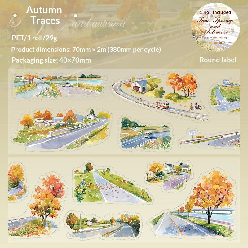 PET-Band „Saisonale Landschaften“ – Washi-Tape für Notizbücher für Frühling und Herbst