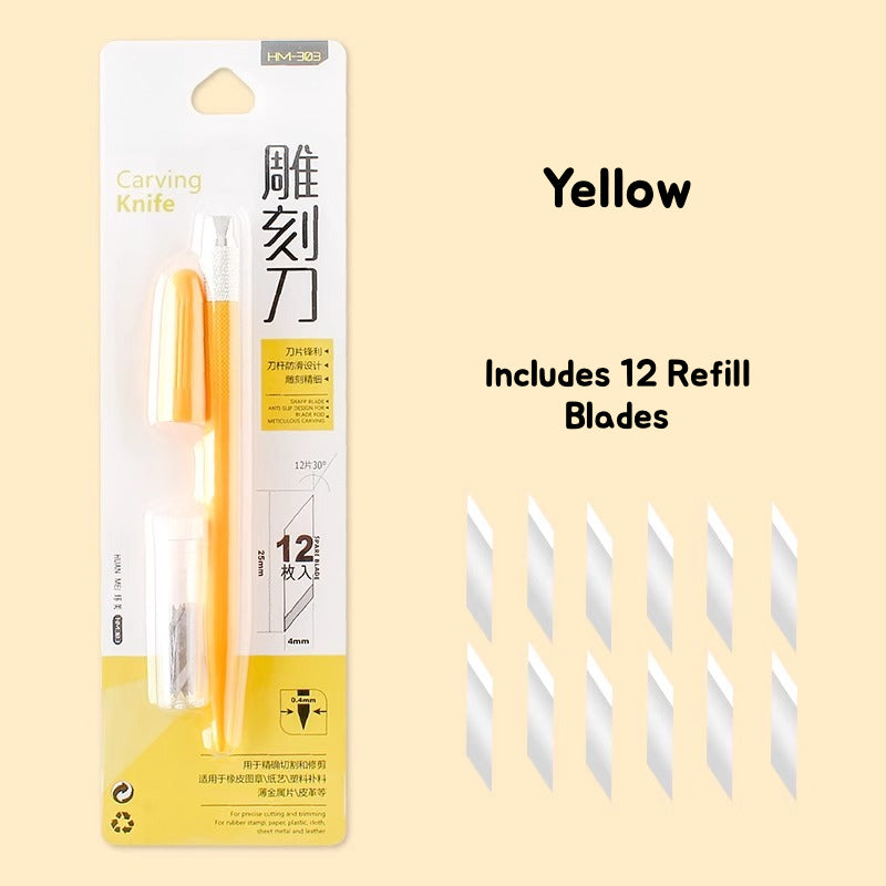 Colorful Exacto Craft Knife, Hobby Knife ColorWhirl Craft Knife | Precision Pen Cutter for Paper, Tape & Wood Carving – Includes 12 Blades