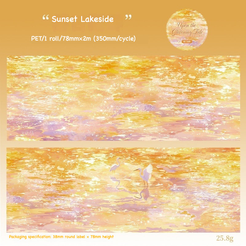 Sunset Lakeside – golden sunset reflected on still lake water, PET decorative tape