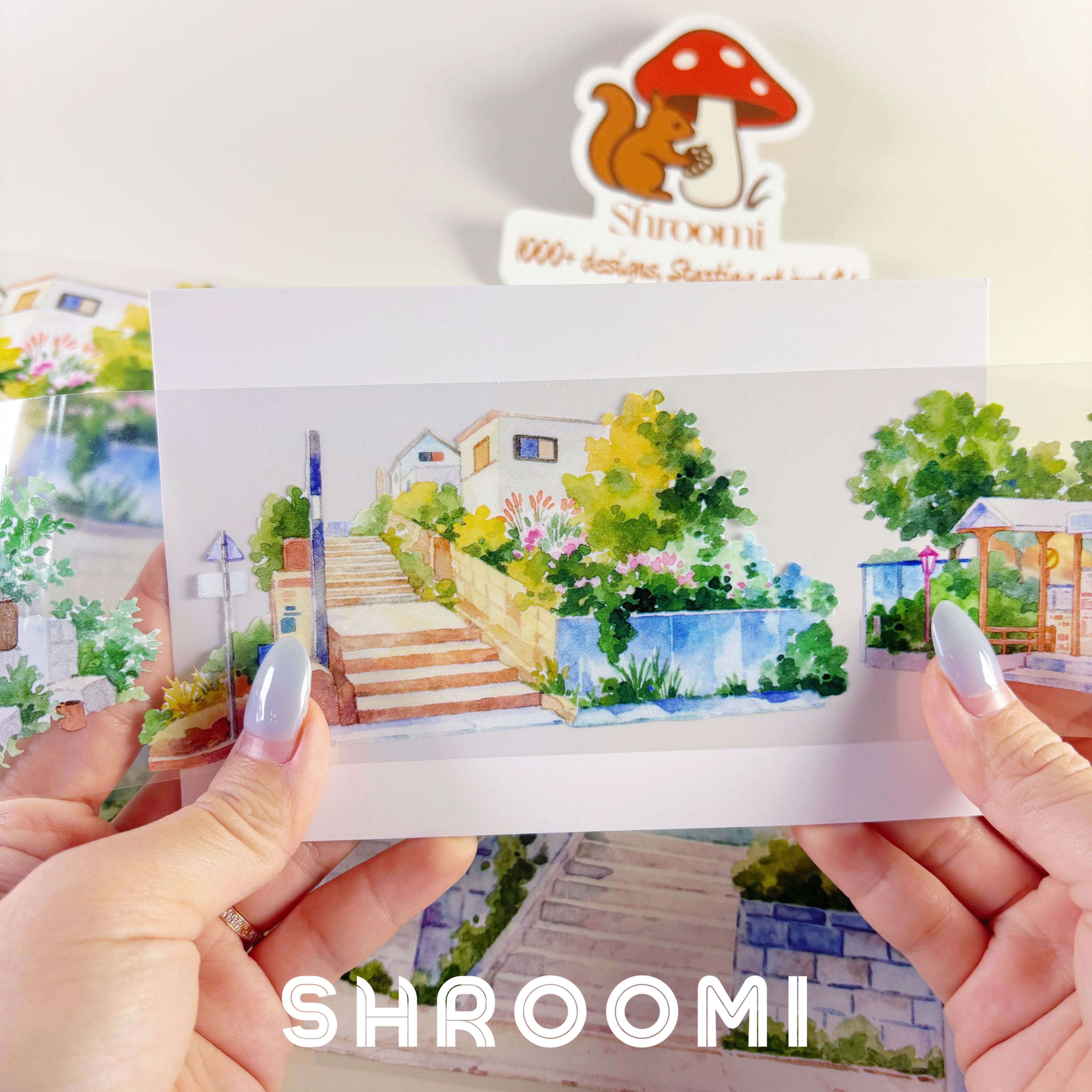 Stairway Garden PET Tape Charming Stairway Garden PET Tape | Decorative Greenery Steps Washi Tape | Aesthetic Urban Scenery Planner Tape