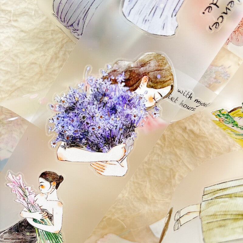 Floral Girls PET Tape with illustrated girls and flowers