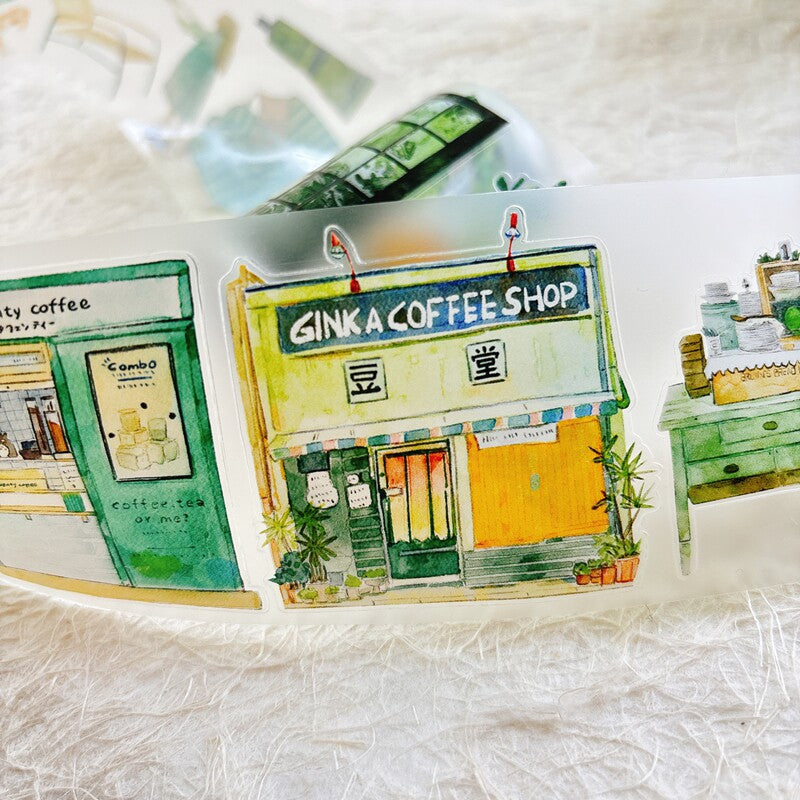 Greenery Home PET Tape with plants and interior decor illustrations