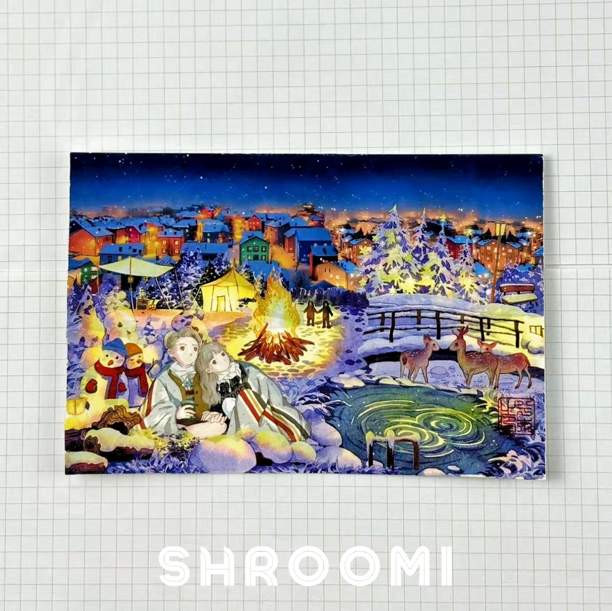Snowy Night City Background PET Tape