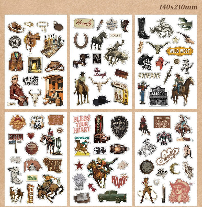 Slow Living vintage scrapbooking paper and sticker book with museum, cafe, weekly note, and cowboy collage themes - image 9