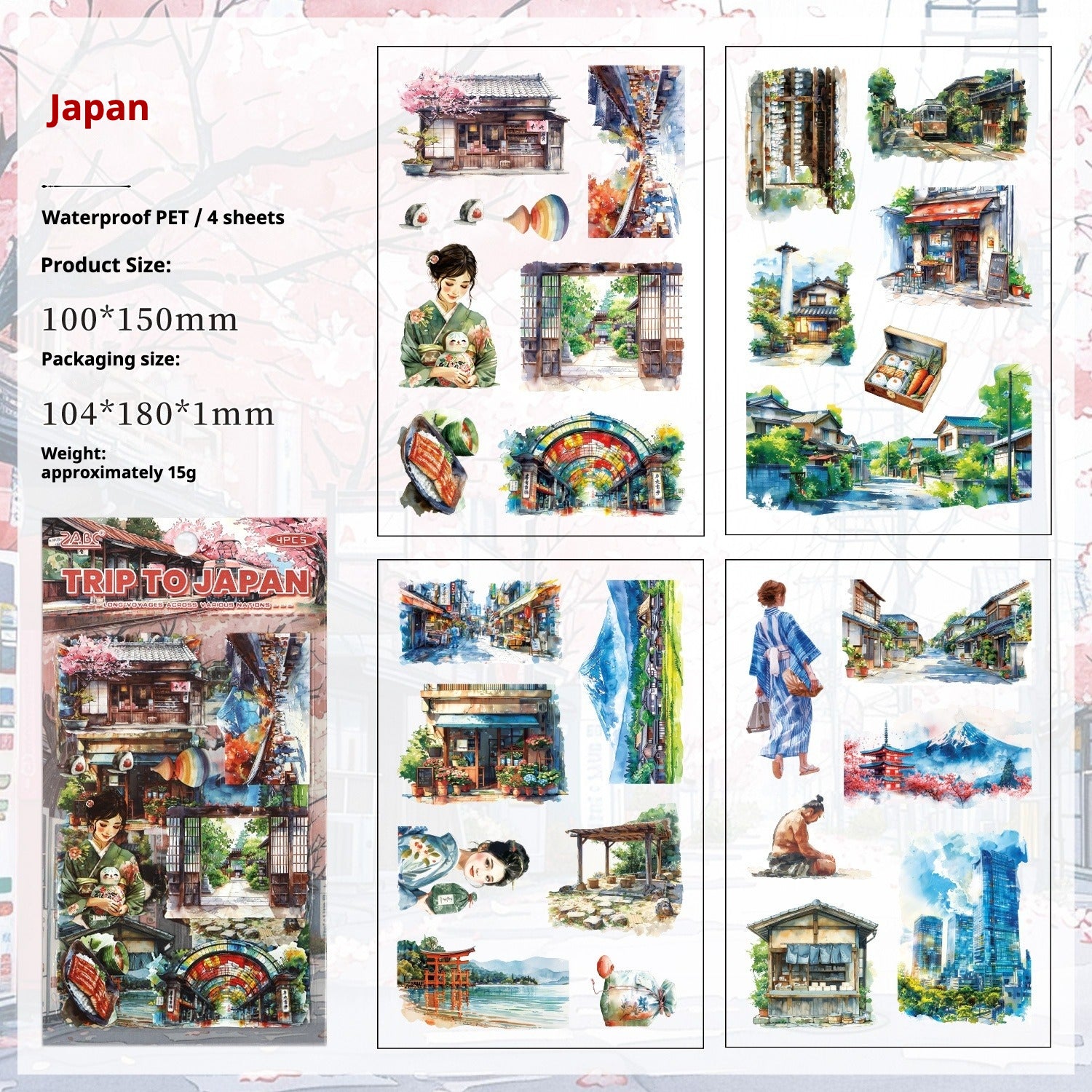 Trip to the World – Illustrated City Die-Cut Sticker Pack by Country