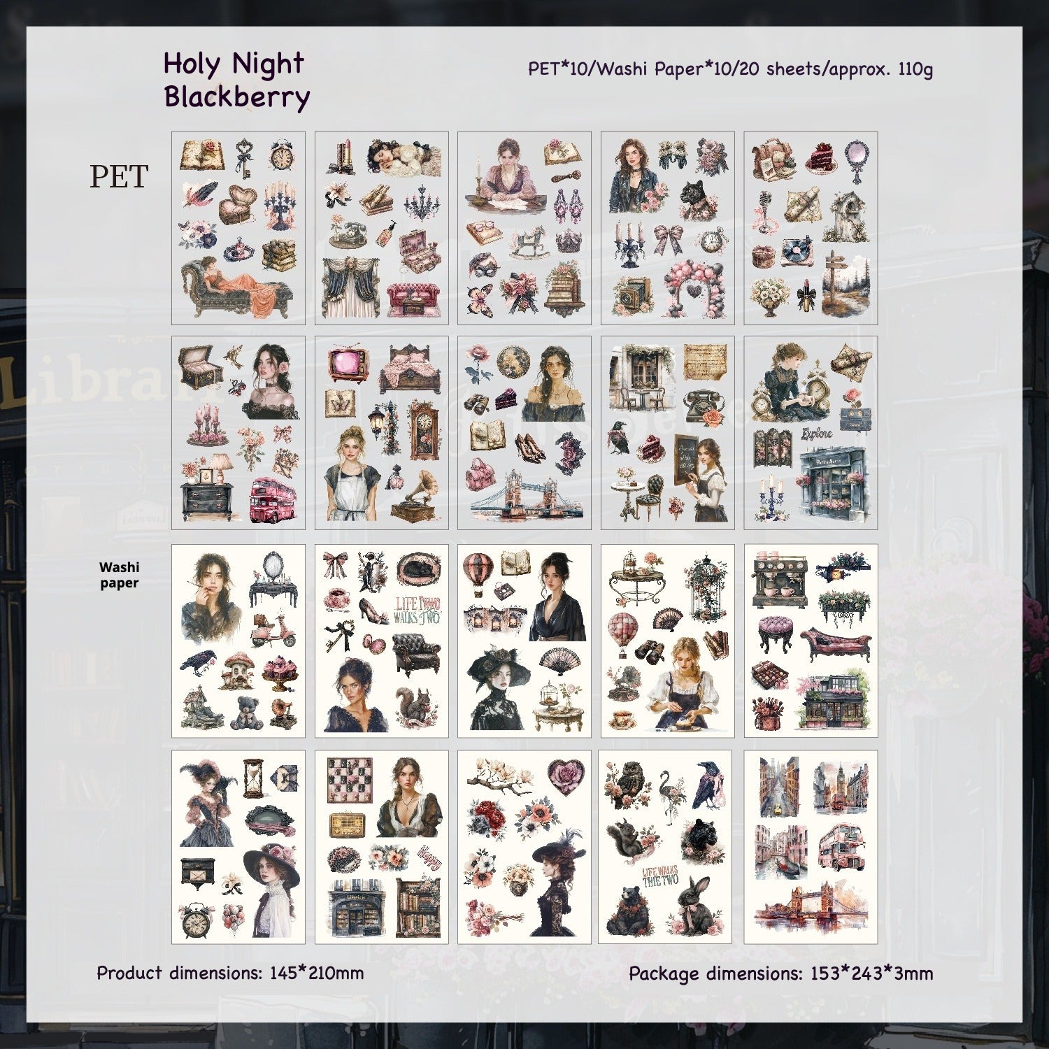 Vintage Magazine Style Sticker Book – Elegant Female Character Illustrations