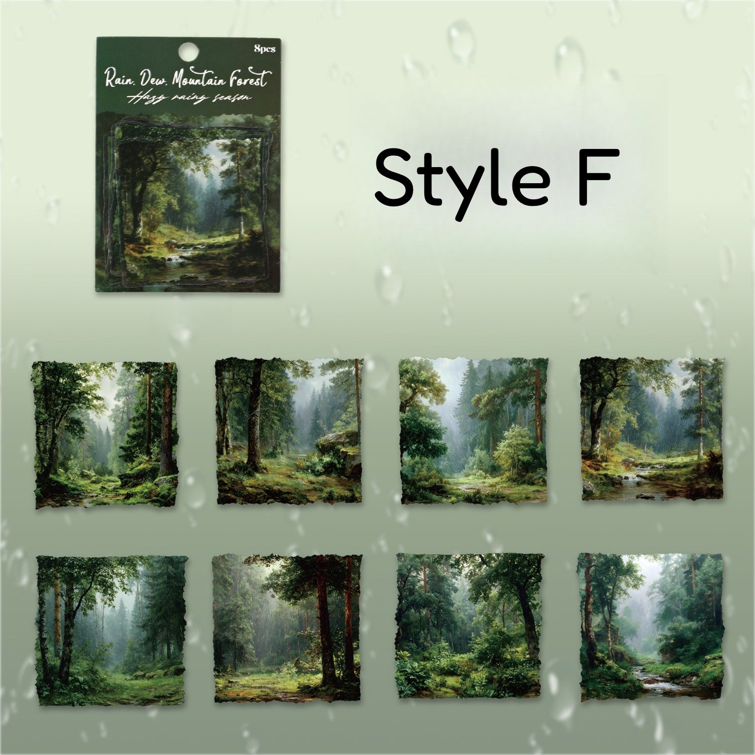 Misty Rain cityscape sticker pack with rainy streets, buildings, windows, and wet-weather scenes - image 10