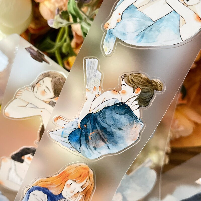 Quiet Moments PET Tape with calm illustrated girls