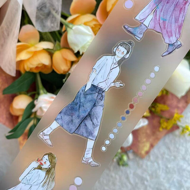 On-the-Go Girls PET Tape with illustrated girls